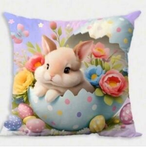 4/$40 New Egg Shell Easter Bunny Pillow Case - Size 18 x 18 Inches